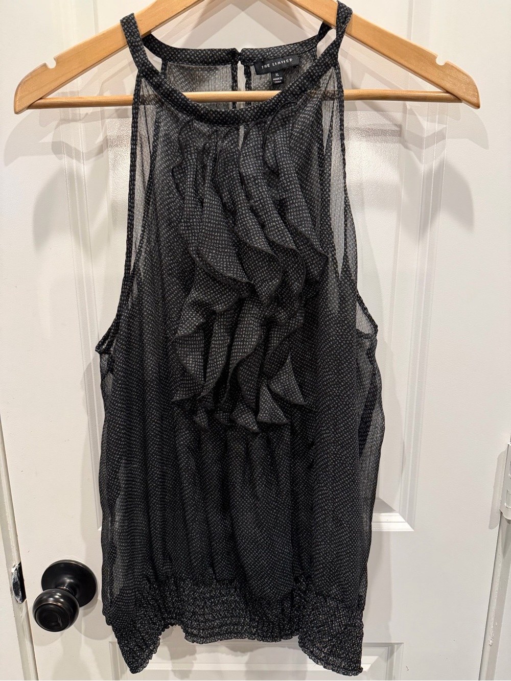 The Limited  Black Ruffle Halter Blouse